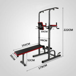 Alternative view of Power Tower Dip Station With Bench Bar Adjustable Pull Up Gym