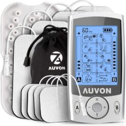 AUVON Dual Channel TENS Unit Muscle Stimulator Machine with 20 Modes, 2" and 2"