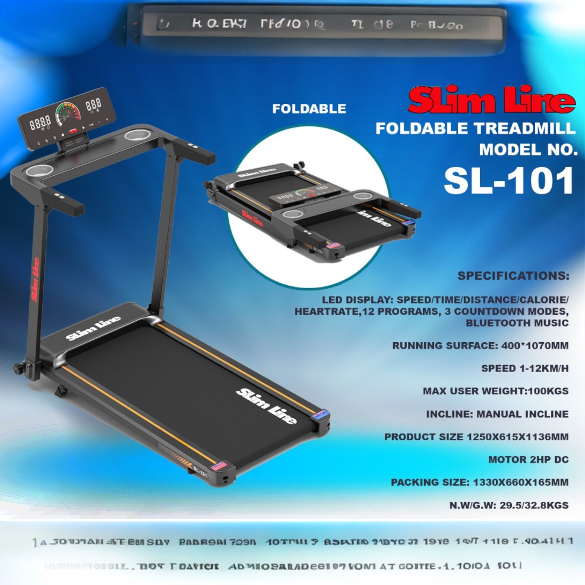 SLIMLINE FOLDABLE TREADMILL SL-101 - Image 6