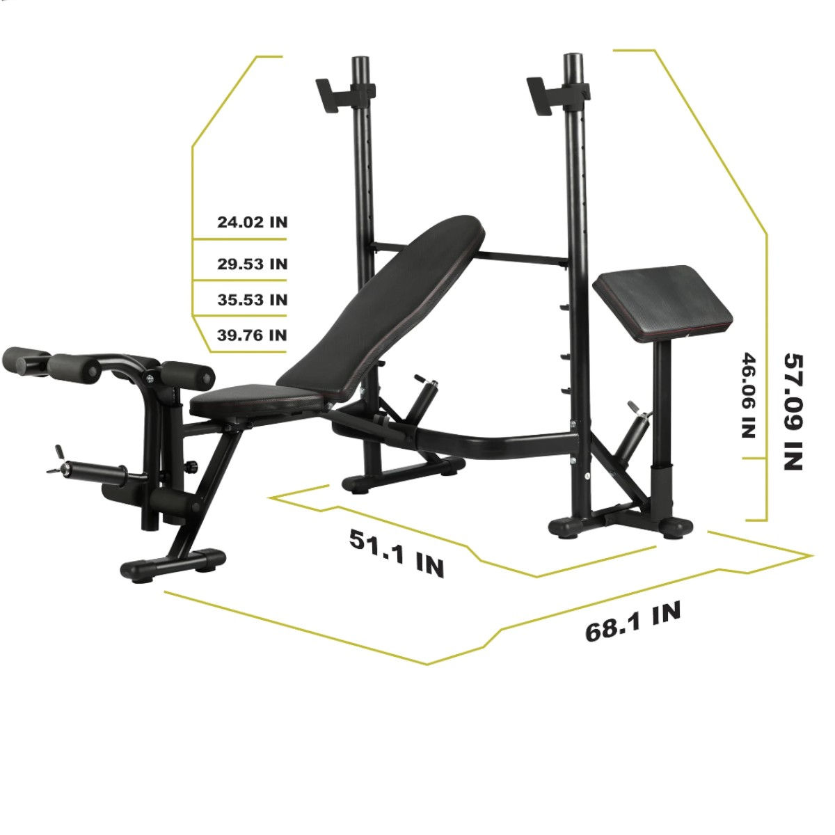 ADJUSTABLE WEIGHT BENCH WITH OLYNPIC SQUAT RACK XD2400 - Image 2