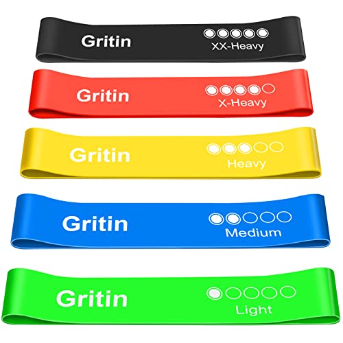 Gritin Resistance Bands - Set of 5 Resistance Fitness Exercise
