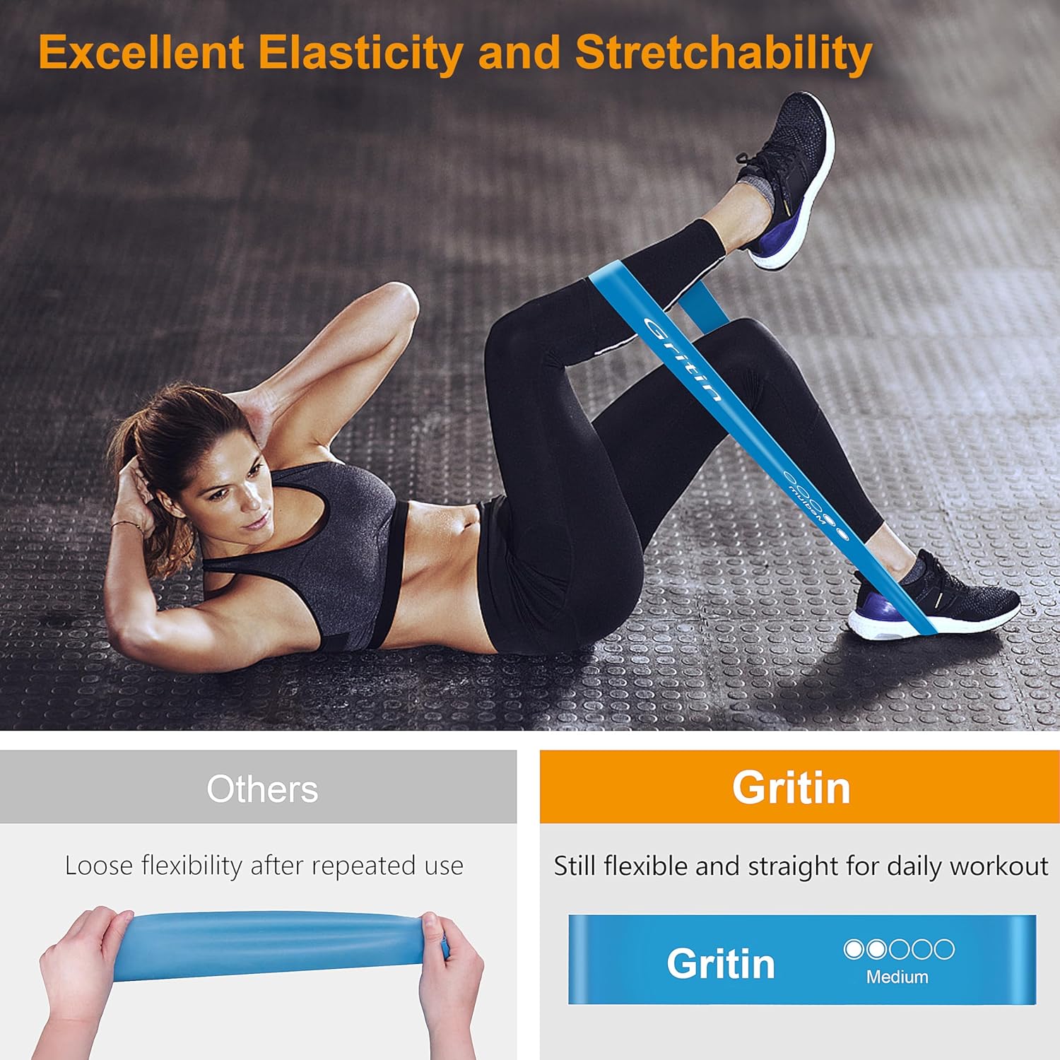 Gritin Resistance Bands - Set of 5 Resistance Fitness Exercise - Image 4
