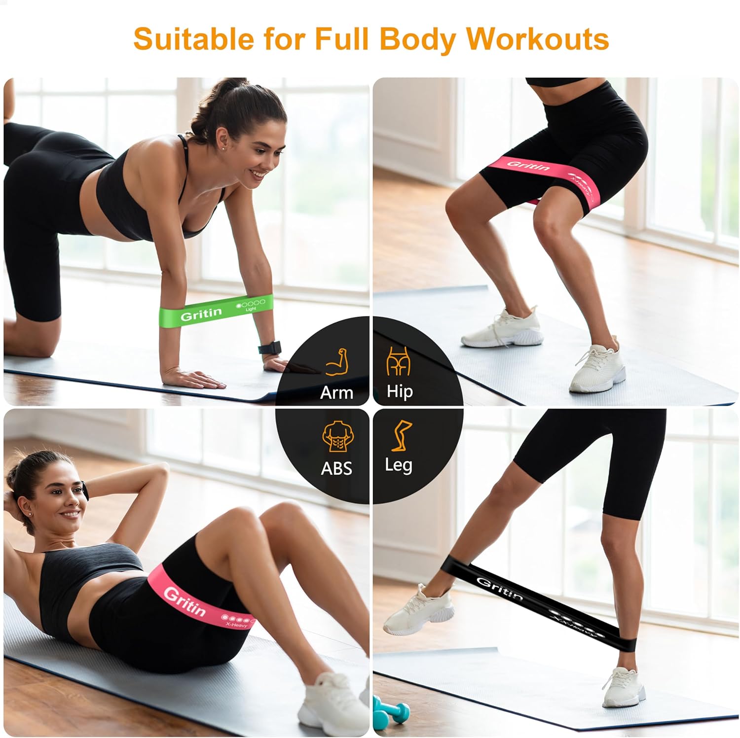 Gritin Resistance Bands - Set of 5 Resistance Fitness Exercise - Image 6