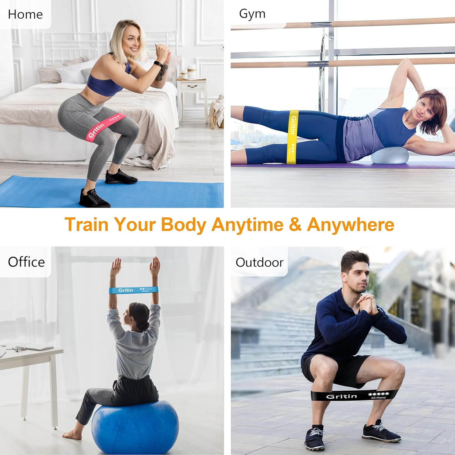 Gritin Resistance Bands - Set of 5 Resistance Fitness Exercise - Image 7