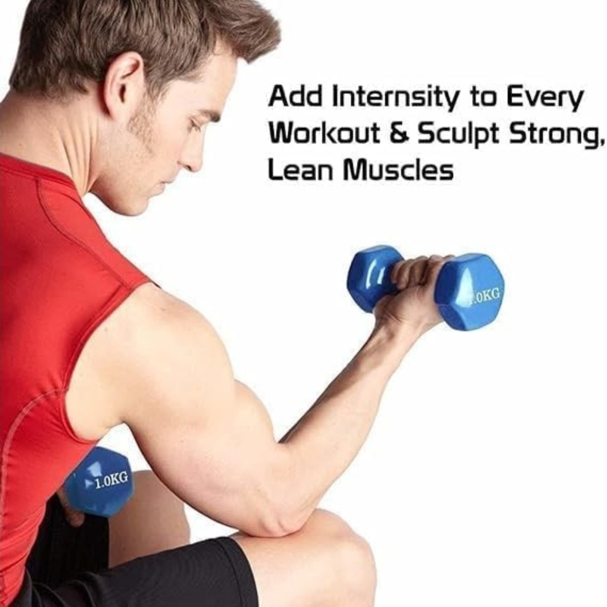 Vinyl Coated Iron Dumbbell 1 Kg - Image 4