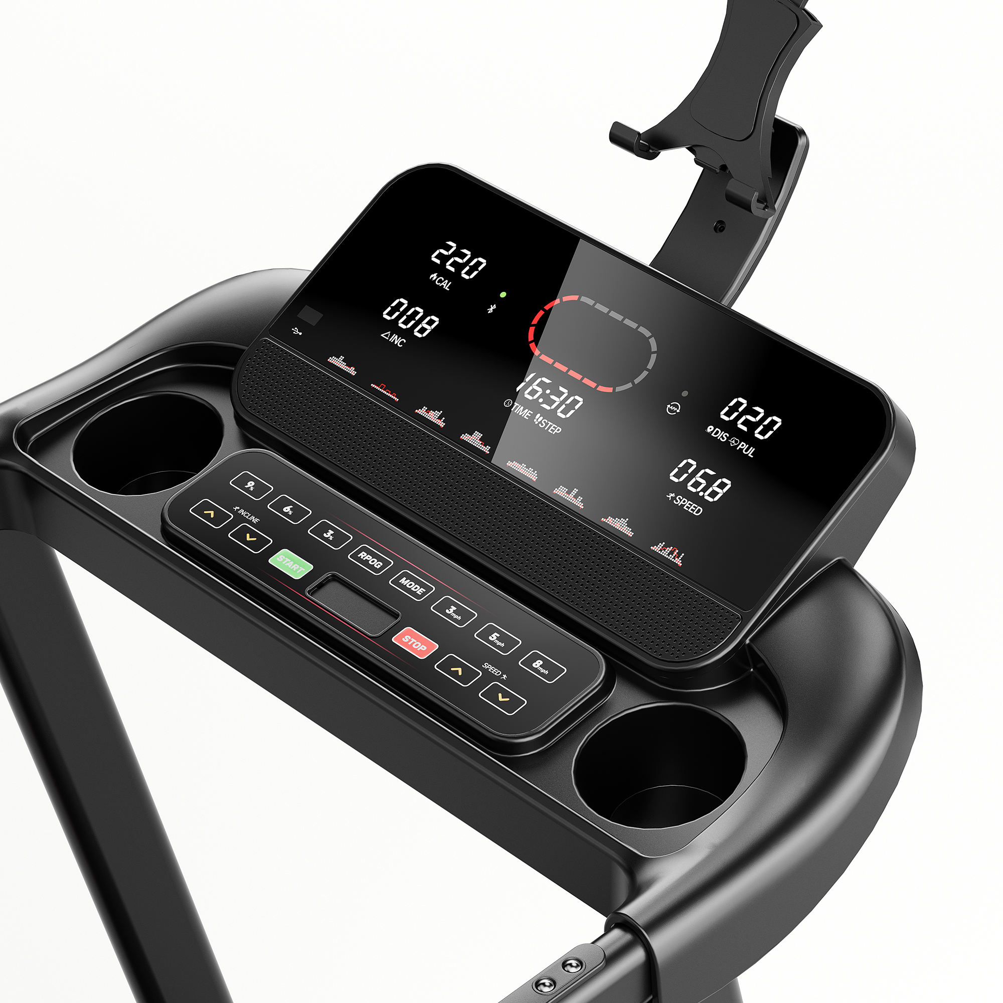 Electric 1.25HP DC Brushless Motor Folding Portable Treadmill Manual Incline 1-14km/h Speed Max 120kg Capacity for APP Control - Image 2